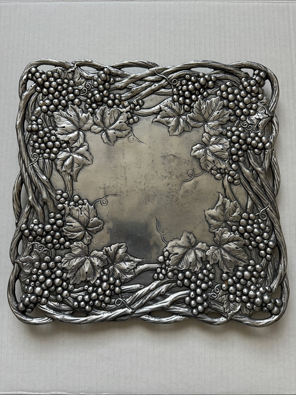 Vintage Arthur Court Silver Grapevine Square Serving Platter